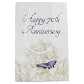 Sac Cadeau Moyen Papillon sur hydrangea blanc 70e anniversaire (Devant)