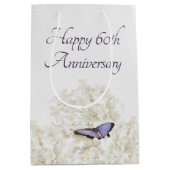 Sac Cadeau Moyen Papillon sur Hydrangea blanche 60e anniversaire (Devant)