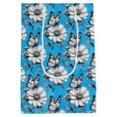 Sac Cadeau Moyen Papillon sur Motif de fleurs Design bleu (Dos)