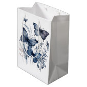 Sac Cadeau Moyen Papillons d'art Delft bleu et blanc avec fleurs (Dos Angle)