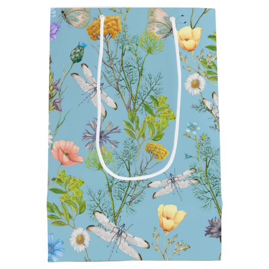 Sac Cadeau Moyen Papillons et libellules sur Fleur sauvage (Dos)