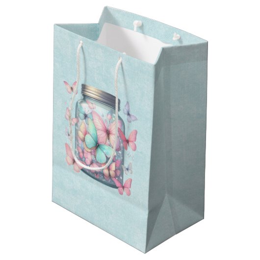 Sac Cadeau Moyen Papillons Fantaisistes dans un Pot (Dos Angle)