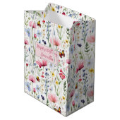 Sac Cadeau Moyen Papillons Fleur sauvage bleu rose Anniversaire pou (Dos Angle)