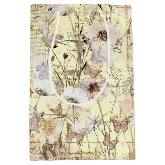 Sac Cadeau Moyen papillons fleur sauvage séchés (Devant)