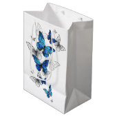 Sac Cadeau Moyen Papillons volants bleus Morpho (Devant Angle)