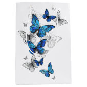 Sac Cadeau Moyen Papillons volants bleus Morpho (Devant)