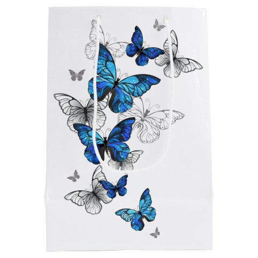 Sac Cadeau Moyen Papillons volants bleus Morpho (Dos)