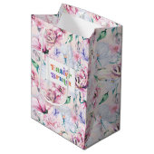 Sac Cadeau Moyen Pâques Brunch Typographie Pastel Fleurs Motif (Devant Angle)