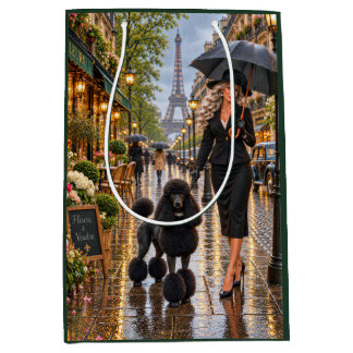 Sac Cadeau Moyen Paris au printemps Caniche standard