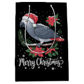 Sac Cadeau Moyen Parrot gris africain de Noël (Devant)