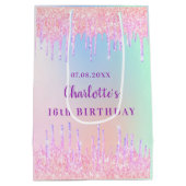 Sac Cadeau Moyen Parties scintillant arc-en-ciel d'anniversaire gou (Dos)