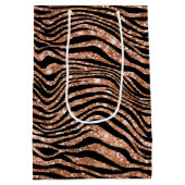 Sac Cadeau Moyen Parties scintillant Black Rose Gold Zebra (Dos)