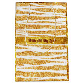 Sac Cadeau Moyen Parties scintillant blanche or Boho Populaire Tige (Devant)