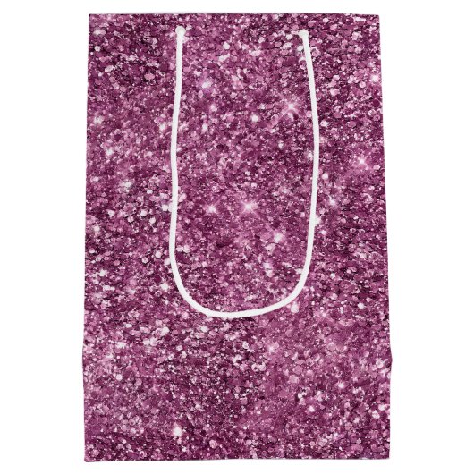 Sac Cadeau Moyen Parties scintillant Bokeh rose (Dos)