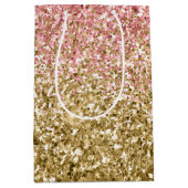 Sac Cadeau Moyen Parties scintillant brillante rose or (Devant)