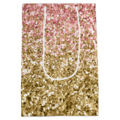 Sac Cadeau Moyen Parties scintillant brillante rose or (Dos)