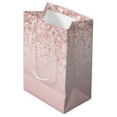 Sac Cadeau Moyen Parties scintillant brillante rose pâle (Devant Angle)