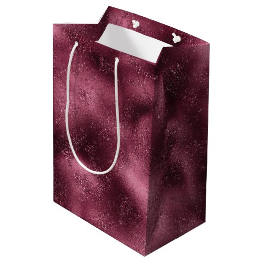 Sac Cadeau Moyen Parties scintillant cerise de Bourgogne Glitz (Dos Angle)