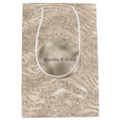 Sac Cadeau Moyen Parties scintillant Champagne d'or Zebra Imprimer  (Devant)