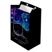 Sac Cadeau Moyen Parties scintillant d'argent bleu et violet Galaxy (Devant Angle)
