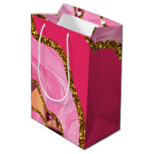 Sac Cadeau Moyen Parties scintillant de la géode de l'âge rose et o (Dos Angle)