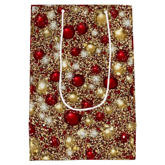 Sac Cadeau Moyen Parties scintillant de Noël festive Patter (Dos)