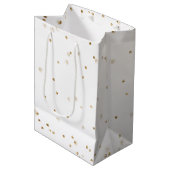 Sac Cadeau Moyen Parties scintillant d'or blanc confetti étincelant (Devant Angle)