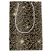 Sac Cadeau Moyen Parties scintillant d'or noir Leopard (Devant)