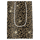 Sac Cadeau Moyen Parties scintillant d'or noir Leopard (Dos)