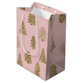 Sac Cadeau Moyen Parties scintillant d'or rose pâle glam Arbres de (Dos Angle)