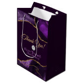 Sac Cadeau Moyen Parties scintillant d'or violet Agate Anniversaire (Devant Angle)