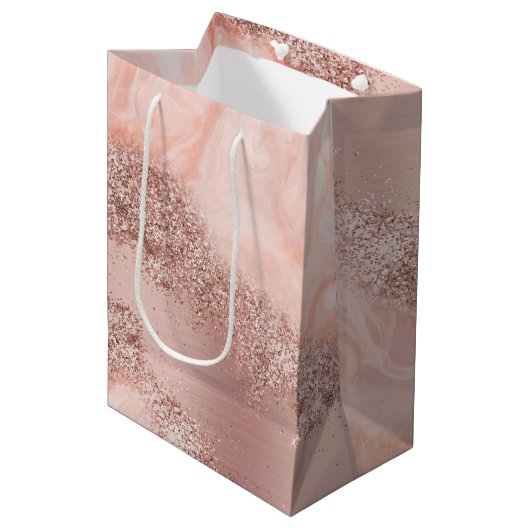 Sac Cadeau Moyen Parties scintillant du code géographique rose Gold (Devant Angle)