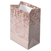 Sac Cadeau Moyen Parties scintillant en or rose vif (Devant Angle)