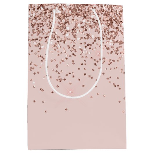 Sac Cadeau Moyen Parties scintillant en or rose vif (Devant)