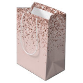 Sac Cadeau Moyen Parties scintillant en or rose vif (Dos Angle)