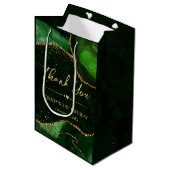 Sac Cadeau Moyen Parties scintillant Green et Gold Faux Agate Anniv (Devant Angle)
