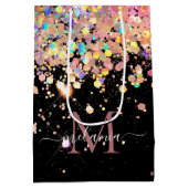 Sac Cadeau Moyen Parties scintillant holographique fillette et mono (Dos)