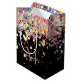 Sac Cadeau Moyen Parties scintillant holographique fillette et mono (Dos Angle)