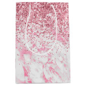 Sac Cadeau Moyen Parties scintillant Marbre blanc rose (Devant)