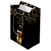 Sac Cadeau Moyen Parties scintillant moderne Elegant Noir et Or (Devant Angle)