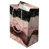 Sac Cadeau Moyen Parties scintillant Noir Noir Rose Burgundy (Dos Angle)