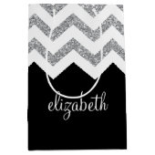 Sac Cadeau Moyen Parties scintillant noire et argent Imprimer Chevr (Devant)