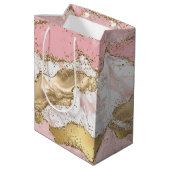 Sac Cadeau Moyen Parties scintillant or Marbre blanc rose (Dos Angle)