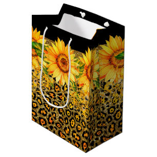Sac Cadeau Moyen parties scintillant poster de animal et tournesols