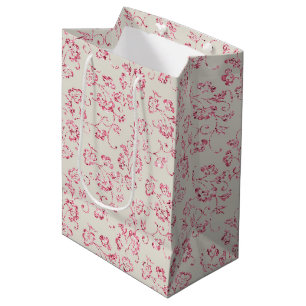 Sac Cadeau Moyen Parties scintillant rose crème romantique Mariage
