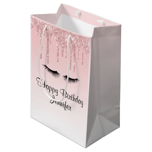Sac Cadeau Moyen Parties scintillant rose moderne Drivers & Eyelash (Devant Angle)