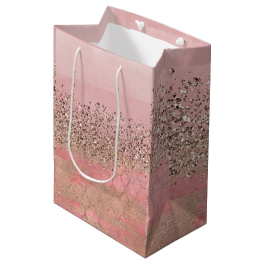 Sac Cadeau Moyen Parties scintillant rose vierge Marocaine Indian P (Devant Angle)