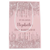 Sac Cadeau Moyen Parties scintillant rose vif d'anniversaire goutte (Devant)