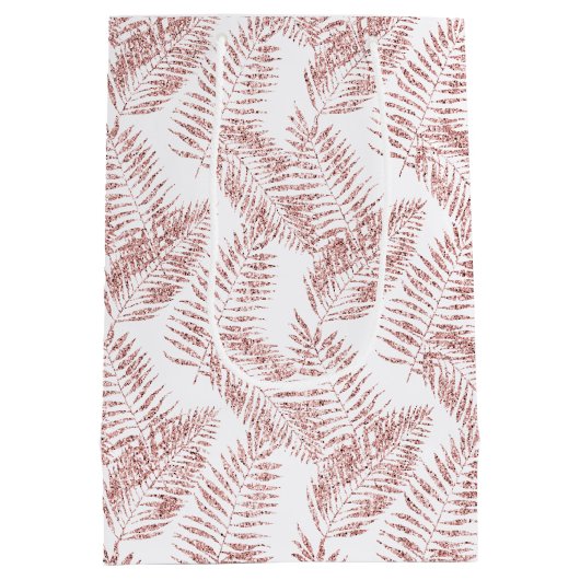 Sac Cadeau Moyen Parties scintillant rose vif Feuilles tropicaux (Dos)