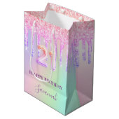 Sac Cadeau Moyen parties scintillant rose violet 21e anniversaire g (Devant Angle)